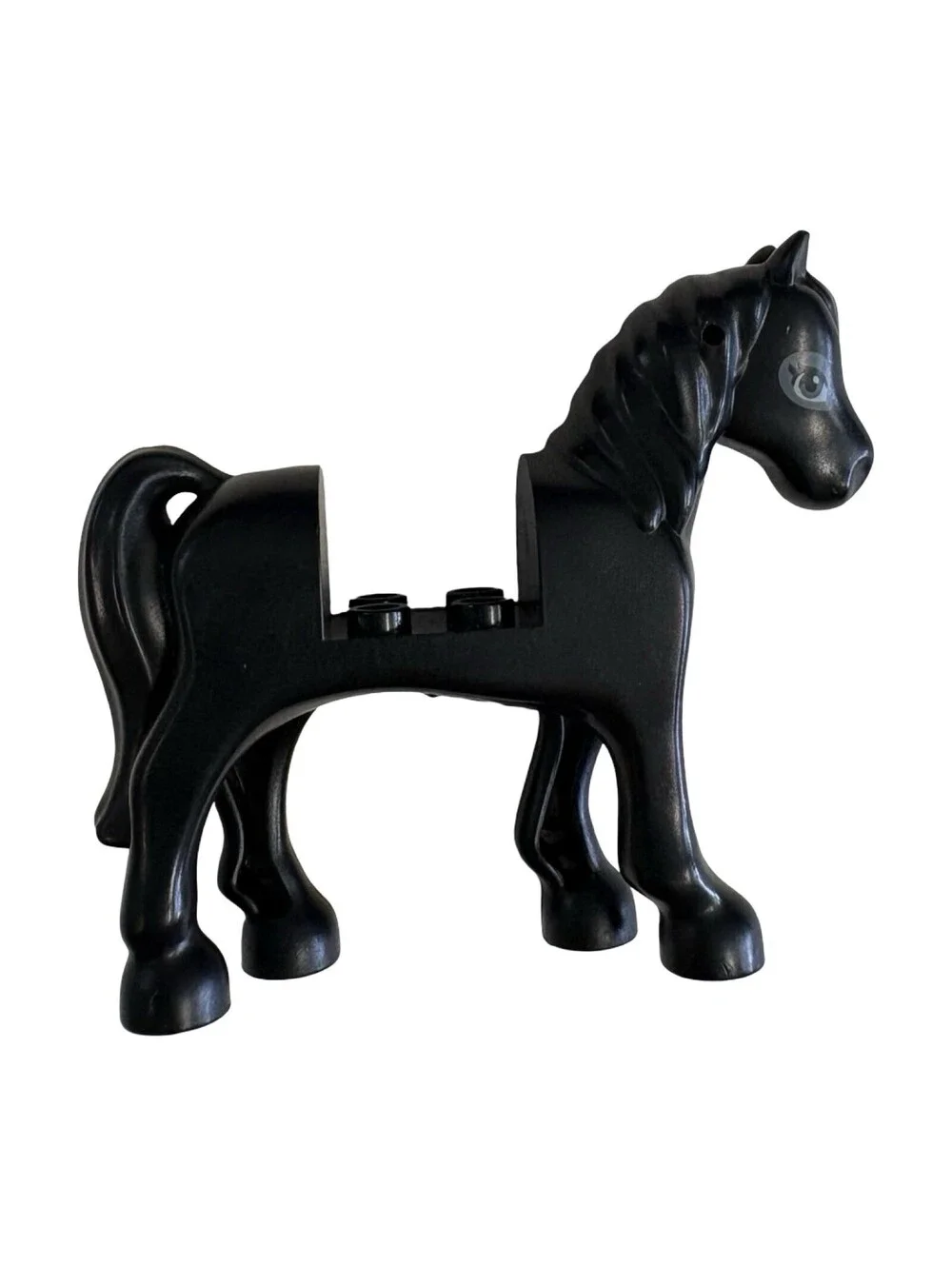 Lego New Black Horse 2 x 2 Cutout w/ Dark Bluish Gray Eyes Part